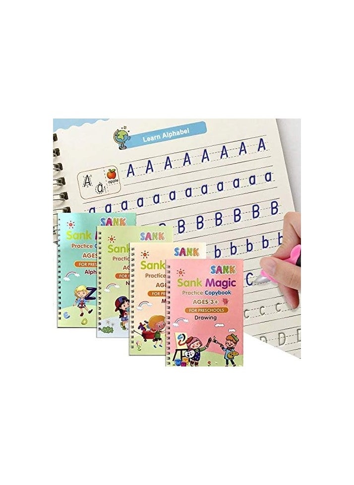 Bills - Sank Magic Practice Copybook 4 BOOK 10 REFILL 1 pen 1 grip Number Tracing Book for Preschoolers with Pen Magic Calligraphy Copybook Set Practical Reusable Writing Tool Simple Hand Lettering - Image 1
