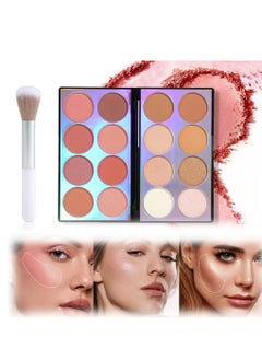 KASTWAVE Blush Contour Highlighter Makeup Palette with Brush, 16 Colors Shimmer Face Blush Powder for Cheek  - Image 1