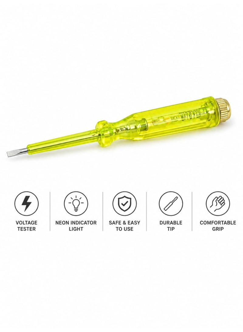 Heavy Duty Voltage Tester Screwdriver with Transparent Handle & Neon Light