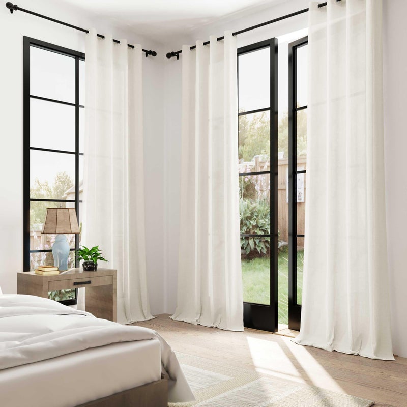 Aersas 90 Inch Ivory Cream Linen Curtains for Living Room 2 Panel Set Grommet Light Filtering Linen Drapes Cotton Neutral Modern Boho Semi Sheer 90 Inches Length Window Curtain for Bedroom - Image 5