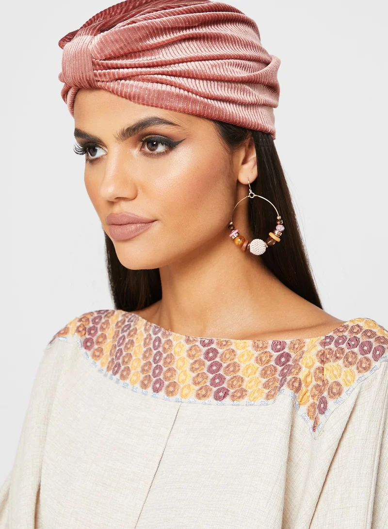 KASHKHA Soft Cotrise Velvet Bow Beanie