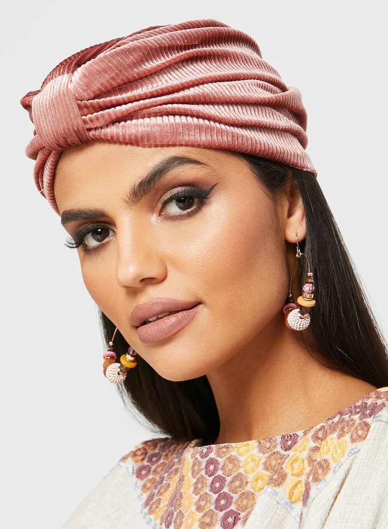 KASHKHA Soft Cotrise Velvet Bow Beanie