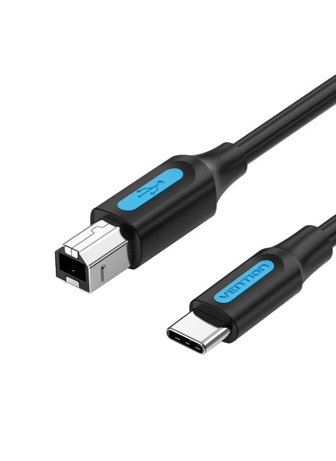 فينشن كابل USB 2.0 من ذكر C إلى ذكر B بطول 2 أمبير من VENTION بطول 0.5 متر، أسود، رقم الموديل CQUBD  - Image 1