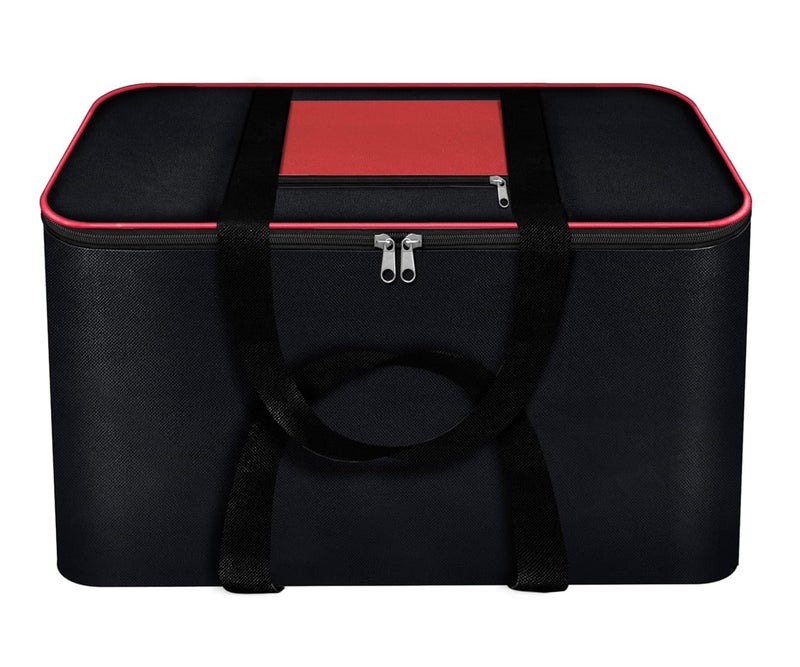 ACORMEK Large Clothes Storage Bag Underbed Storage Bag Moisture Proof Cloth Organiser Nylon Big Underbed Storage Bag with Zippered Closure and Handle(Black Red, 54x46x28cm) (Pack Of-1) - Image 1