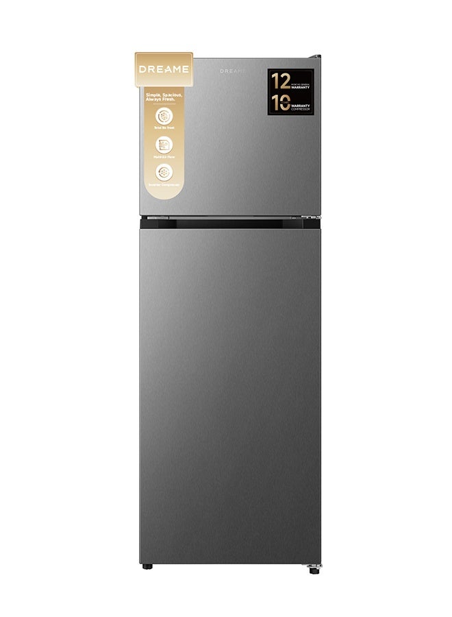 Dreame 440L Gross & 348L Net Capacity Double Door Top- Mount Refrigerator-Freezer, No-Frost, Multi-Air Flow, Right open, Recessed Handle DRT440ASC Titanium Steel Silver - Image 2