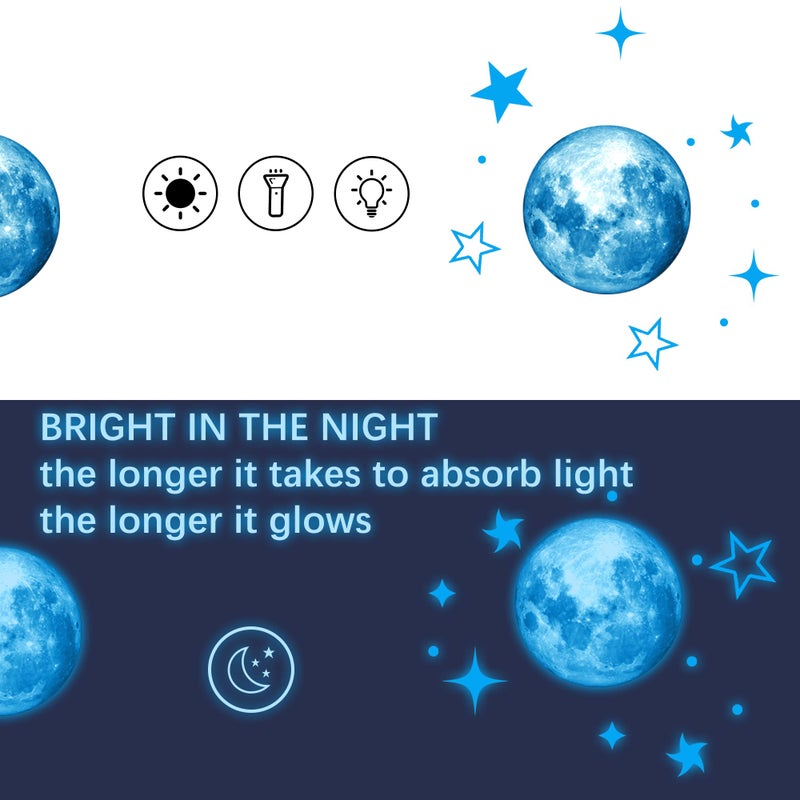 Robmoda Glow in The Dark Stars for Ceiling, Starry Sky Stars and Moon Wall Decals, Space Solar System Galaxy Planets Wall Decors, Perfect Gifts for Kids Nursery Bedroom Living Room, Birthday Party Christmas - Image 5