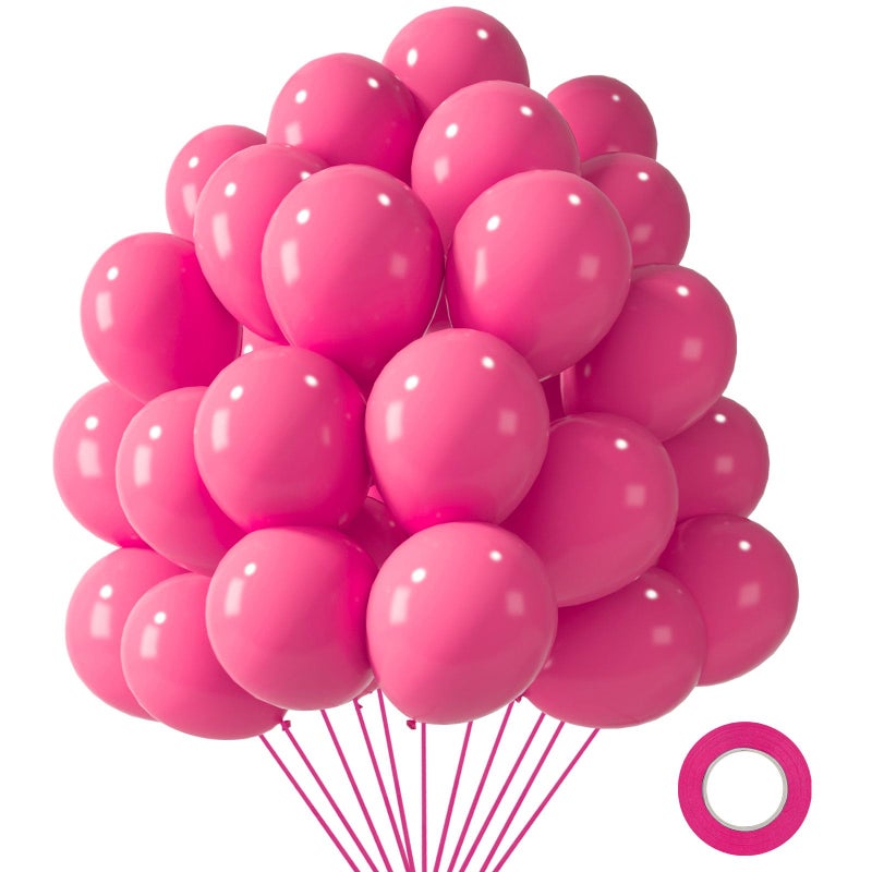 LovesTown 110PCS Hot Pink Balloons Hot Pink Latex Balloon for Girls Women Birthday Baby Shower Graduation Engagement Anniversary Wedding Princess Theme Party Supplies Decoration12 Inches - Image 3