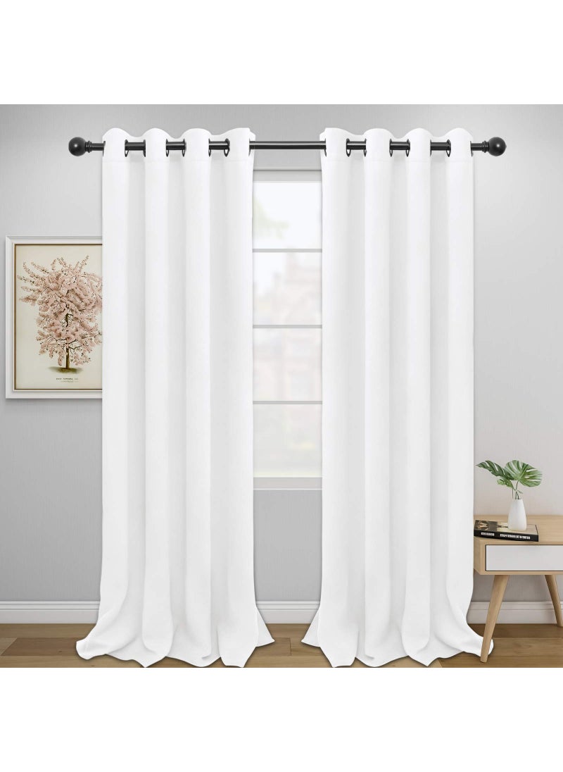 Easy-Going EasyGoing Blackout Curtains for Bedroom Solid Thermal Insulated Grommet and Noise Reduction Window Drapes Room Darkening Curtains for Living Room 2 Panels 52x96 inWhite 