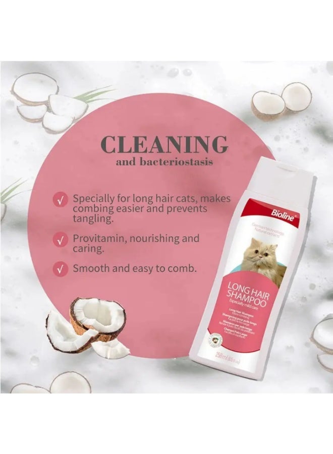 Bioline Long Hair Gentle Shampoo For Cat - 250ml - Image 2