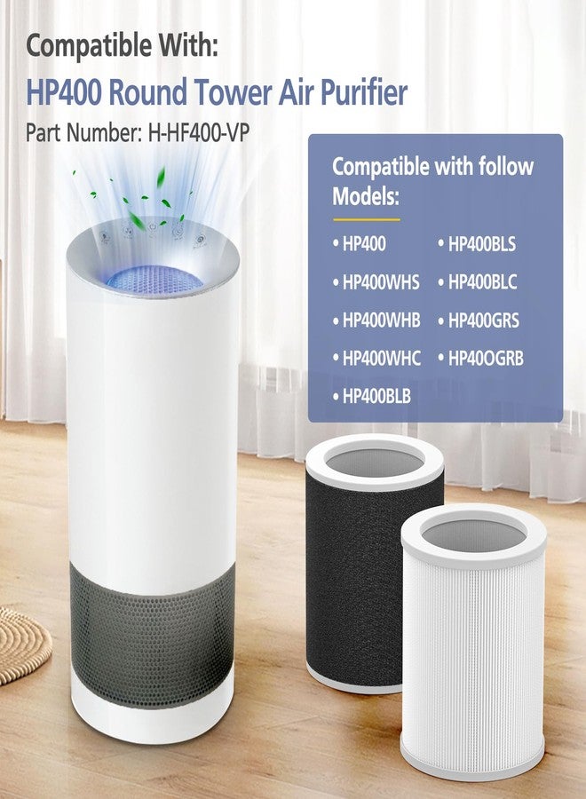 Ecleanfy طقم فلتر بديل H-HF400-VP متوافق مع أجهزة تنقية الهواء Hunt-er H-HF400-VP وH-PF400 من سلسلة HP400، فلتر واحد + 4 فلاتر H-PF400 - Image 3