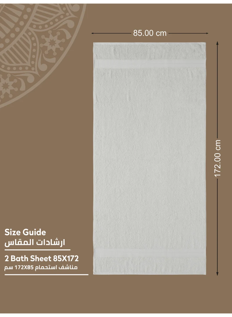 Donetella Premium 100 % Combed Cotton 2-Pcs Bath Sheet Set (85 X 172 CM) 600 GSM Large Towel, Highly Absorbent, Quick Dry,Best Towel for Bathroom, Spa And Hotel,White