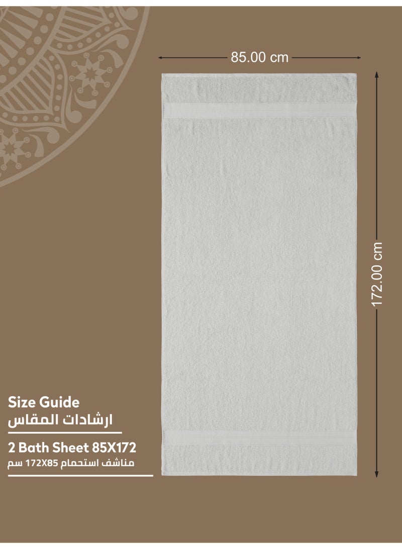 Donetella Premium 100 % Combed Cotton 2-Pcs Bath Sheet Set (85 X 172 CM) 600 GSM Large Towel, Highly Absorbent, Quick Dry,Best Towel for Bathroom, Spa And Hotel,White - Image 2