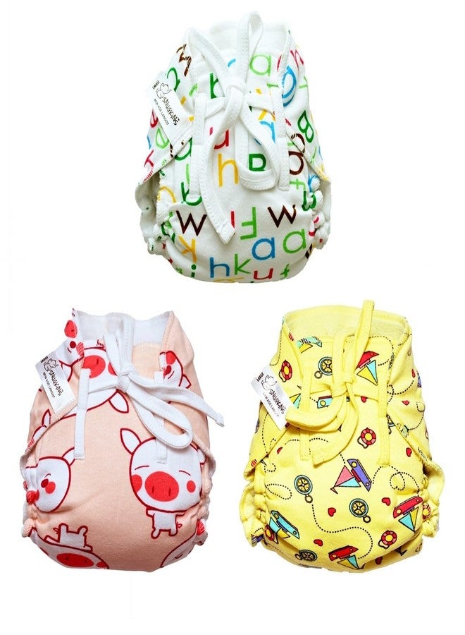 Snugkins Dry feel Langot for Newborn 0-6 Months | Adjustable, Washable & Reusable Cotton Nappy | Padded, Mess-Free & Comfortable | For Baby Boys & Girls Pack of 3 - Image 1