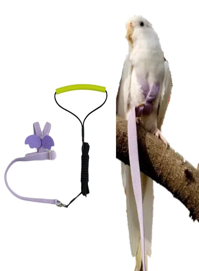 Barn Eleven Pet Parrot Bird Harness Leash Adjustable Bird Flying Harness Traction Rope with Cute Wing for Parrots Pigeons Budgerigar Lovebird Cockatiel Mynah Outdoor Training Toy (S, Purple) - Image 1