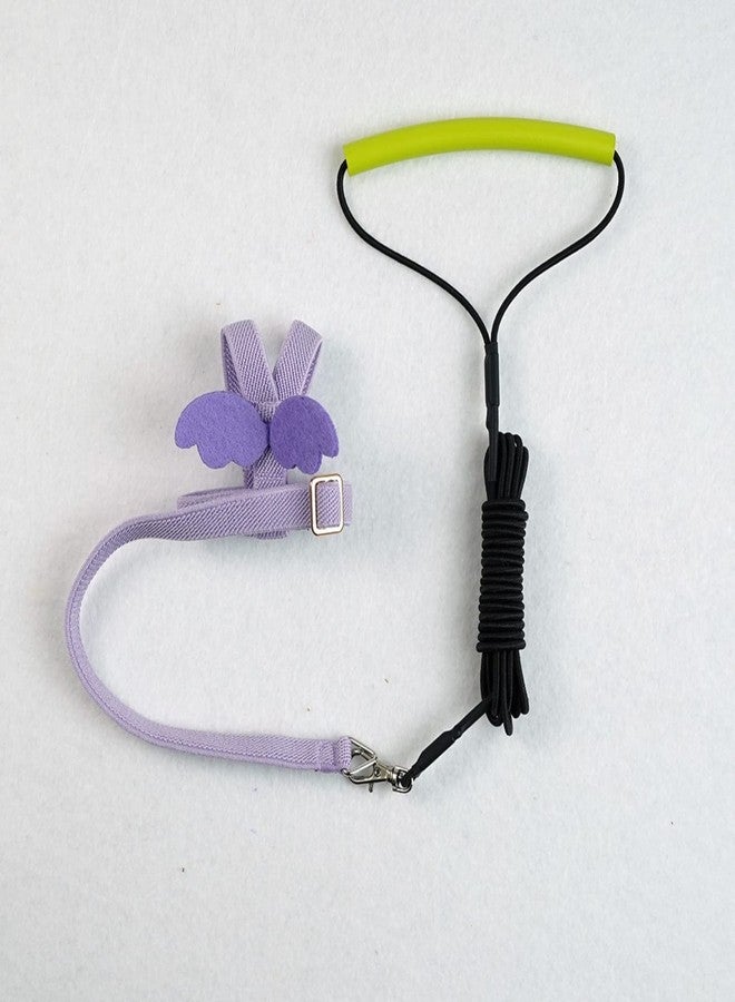 Barn Eleven Pet Parrot Bird Harness Leash Adjustable Bird Flying Harness Traction Rope with Cute Wing for Parrots Pigeons Budgerigar Lovebird Cockatiel Mynah Outdoor Training Toy (S, Purple) - Image 3