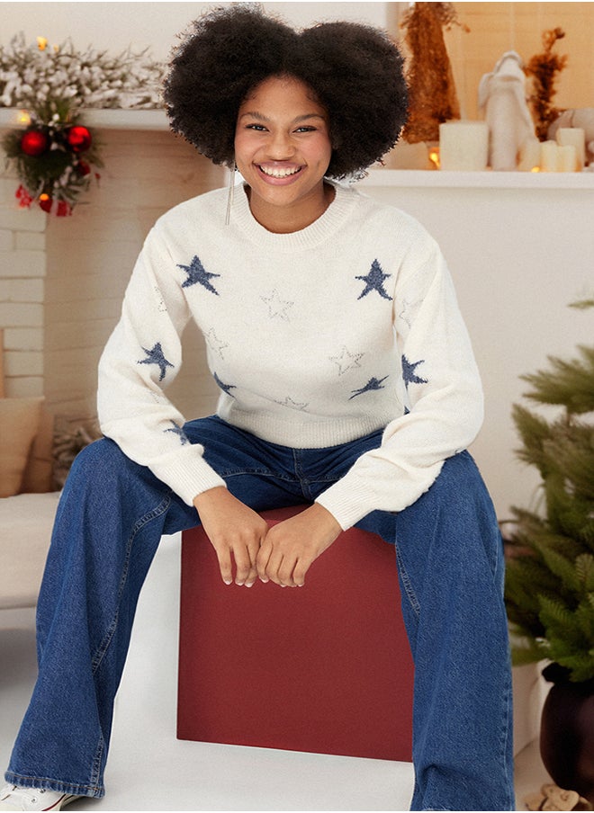 trendyol - Ecru Crop Soft Textured Crochet Themed Knitwear Sweater TWOAW23KZ01569 - Image 1