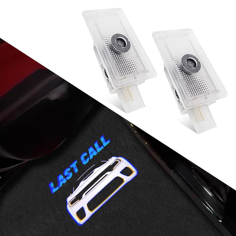 uuakarin 2 قطع أضواء شعار باب السيارة غير المتلاشية متوافقة مع شاحن 2010-الحاضر أضواء LED ظلية شبحية ملحقات زرقاء آخر مكالمة