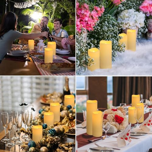 YOROXRG Set of 72 Waterproof Outdoor Flameless Candles, LED Candles with 4 Remote and Timer,(H 4" 5" 6" x D 2.2"),for Halloween Wedding Festiv - Image 5