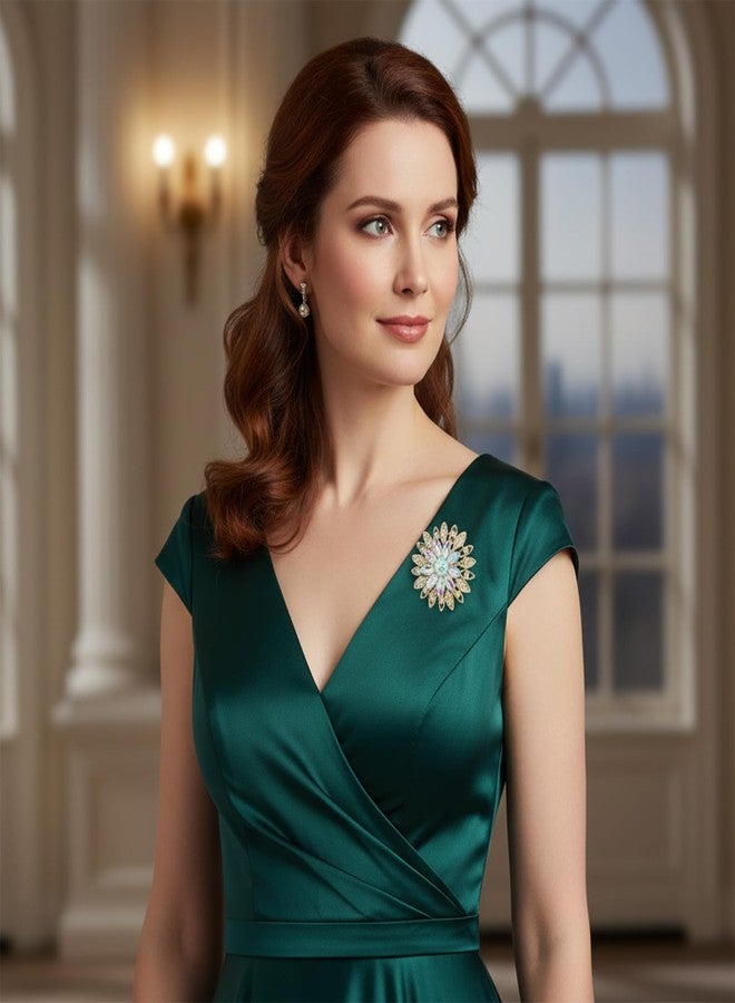 Styquenzer بروش زهرة مرصع بأحجار الراين، دبوس كريستال كبير للنساء، بروشات كريستال أنيقة، بروشات باقة زفاف من سبيكة معدنية، مجموعة دبابيس بروش زهرة مرصعة بأحجار الراين الكريستالية للقبعات والفساتين والحقائب للنساء والفتيات - Image 3