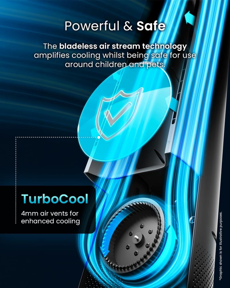 Pro Breeze 40 inch Bladeless Tower Fan with DC Motor - Ultra Quiet Fan with Remote Control, LED Display, 6 Fan Speeds, 5 Operation Modes, 60° Automatic Oscillation & 7H Timer - Black - Image 3