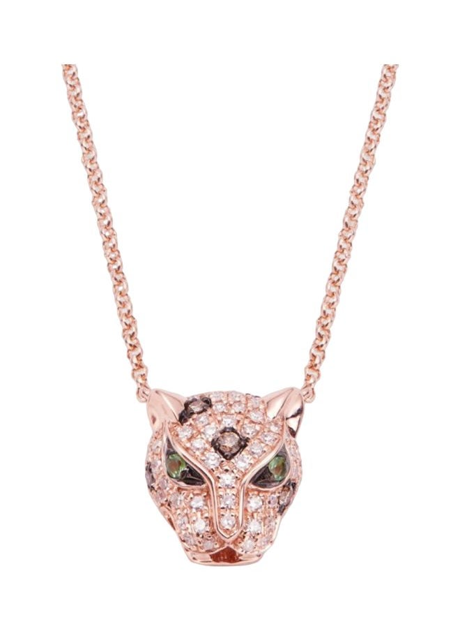 EFFY - 14K Rose Gold Diamond and Green Sapphire Panther Pendant Necklace for Women One Size - Image 1