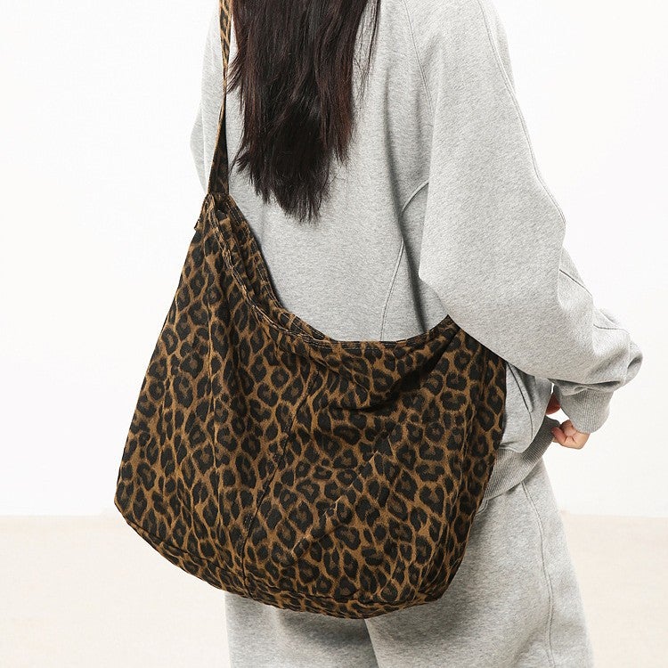 Leopard Print Shoulder Bag Style Lazy Literary Style Camouflage Tote Bag Large Capacity Commuter Shoulder Crossbody Bag For Women - Image 2