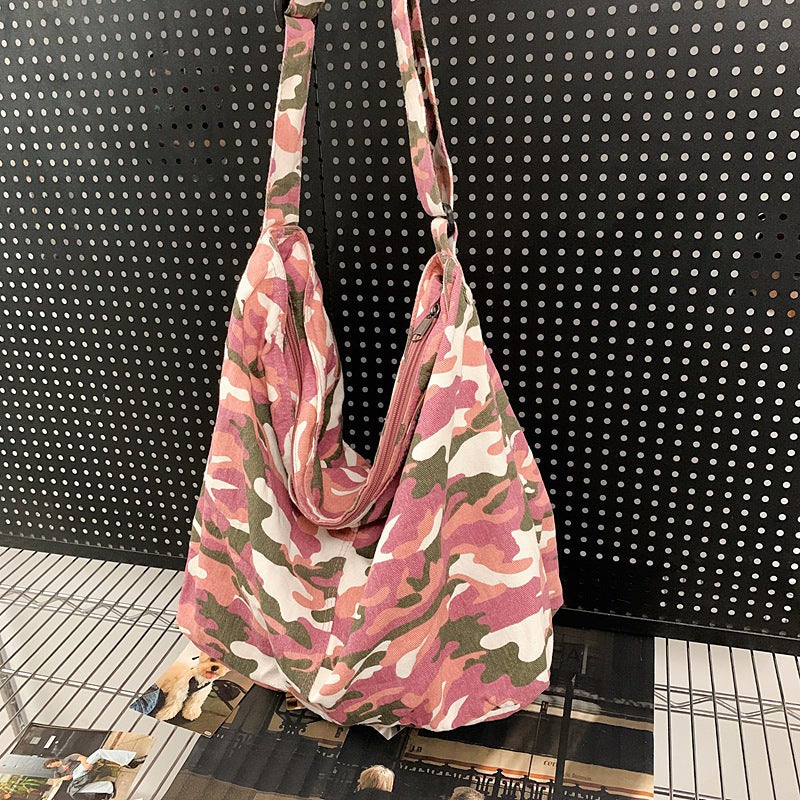 Leopard Print Shoulder Bag Style Lazy Literary Style Camouflage Tote Bag Large Capacity Commuter Shoulder Crossbody Bag For Women - Image 1