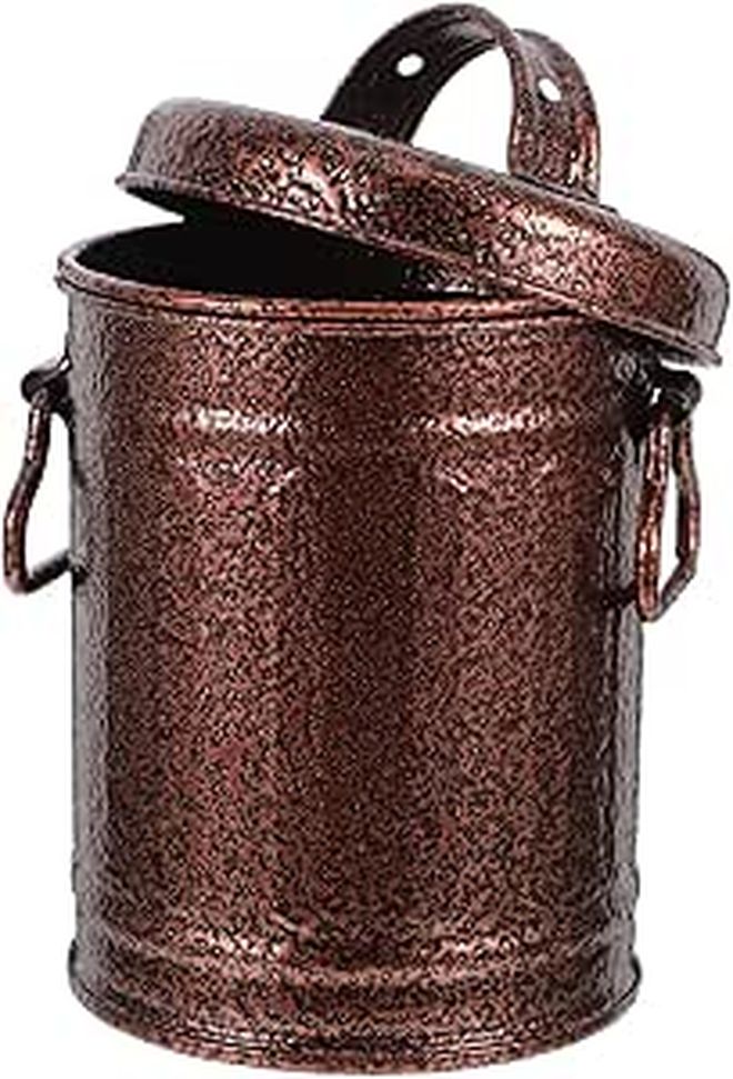 Retro Galvanized Iron Ashtray With Lid Windproof Outdoor Indoor Vintage Ash Pail - Image 1