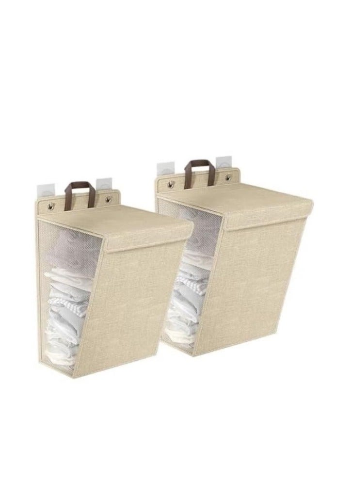 MIXDE 2 PCS  Laundry Basket with Lid, Foldable Laundry Baskets for Storage Clothes Toys, Laundry Bag Washing Bin Clothes Organizer Basket  - Image 1