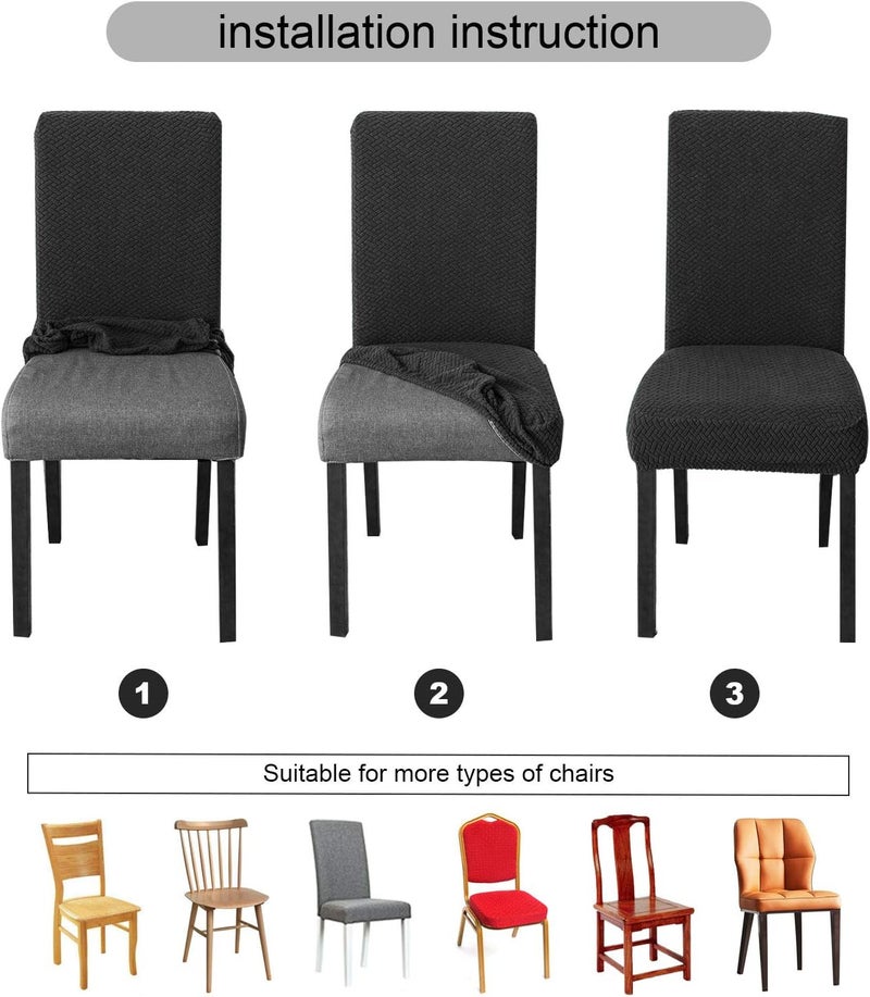 Waterproof Chair Covers for Dining Room - Beige, 4 PCS - Image 5
