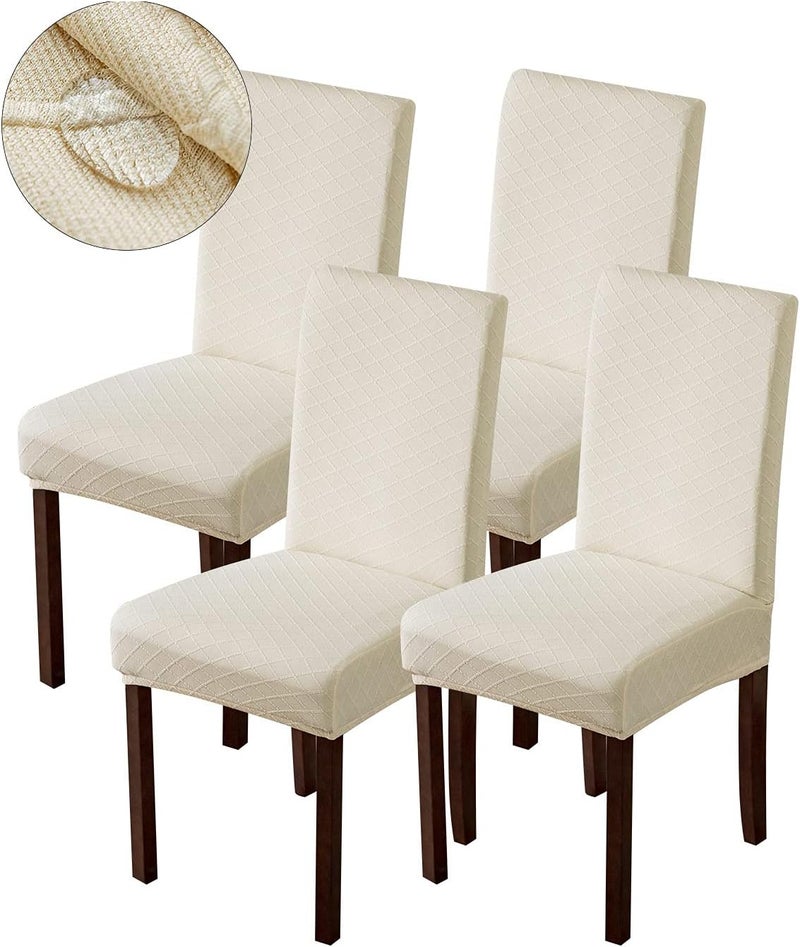 Waterproof Chair Covers for Dining Room - Beige, 4 PCS - Image 1