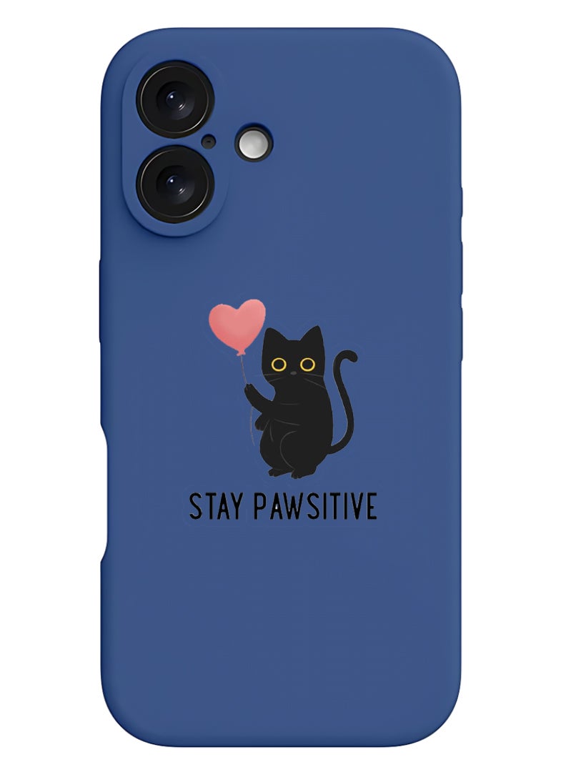 Theodor iPhone 16 Blue Protective Slim Fit Case Liquid Silicone Cover with Full Body Protection Anti-Scratch Shockproof Case For iPhone - Stay Pawsitive - Image 1