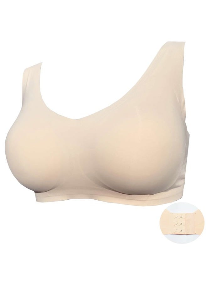 BIMEI Seamless Mastectomy Bra for Women Breast Prosthesis with Pockets Sleep Bras Soft Daily Bras with Removable Pads, Skin, M - Image 1