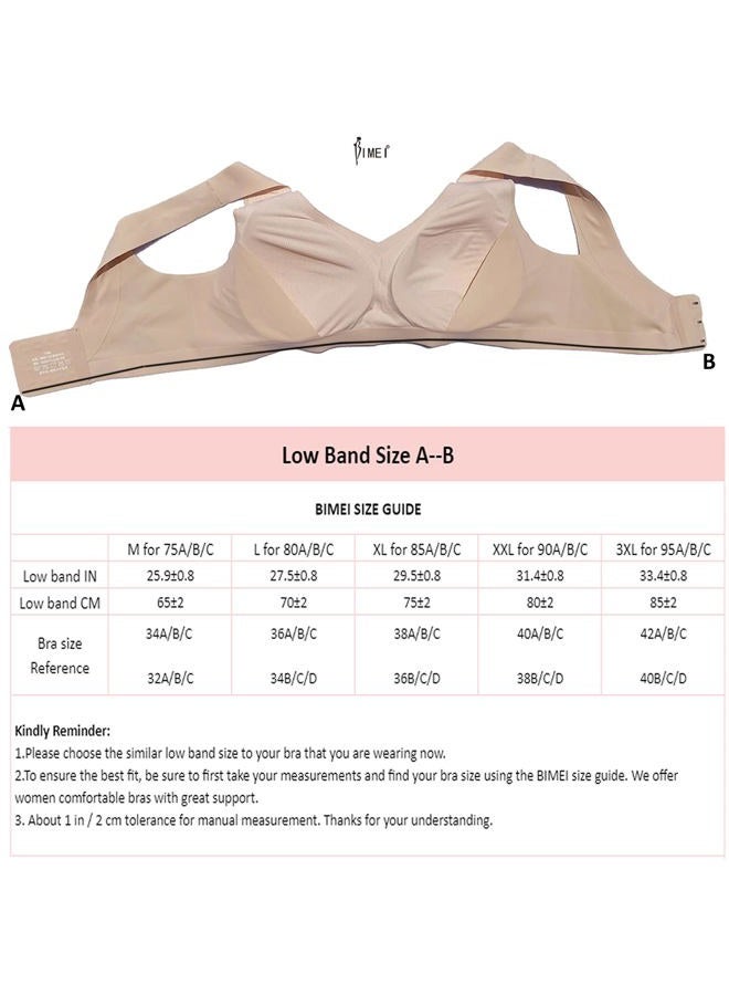 BIMEI Seamless Mastectomy Bra for Women Breast Prosthesis with Pockets Sleep Bras Soft Daily Bras with Removable Pads, Skin, M - Image 2