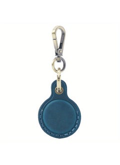 First Layer Leather Locator Leather Case For Apple AirTag Anti-lost Protective Case Tracker Leather Case Keychain-Color:Dark Blue