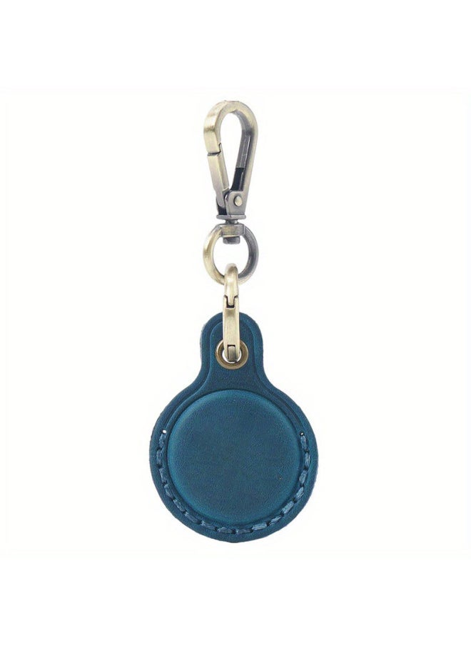 Generic - First Layer Leather Locator Leather Case For Apple AirTag Anti-lost Protective Case Tracker Leather Case Keychain-Color:Dark Blue - Image 1