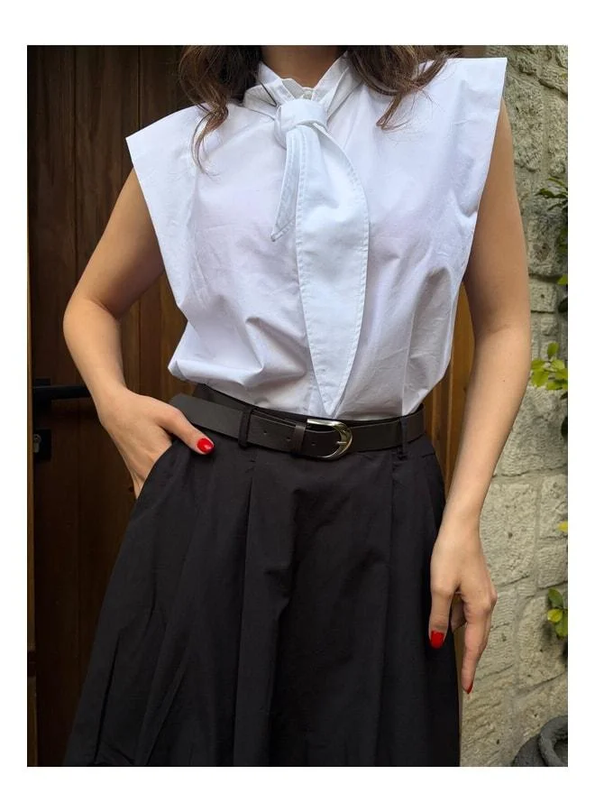 mina aise Black A-Line Pleated and Waistband Long Poplin Women's Skirt 31070.