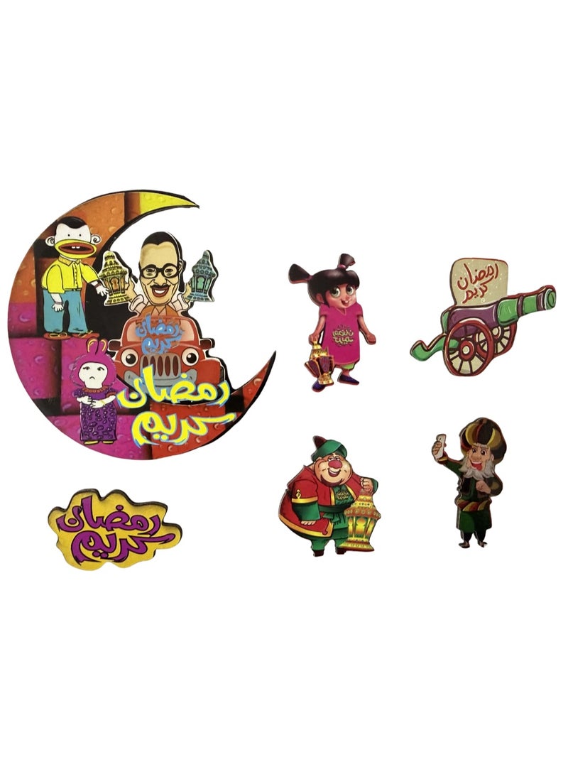 Set of 6 - Ramadan Magnetic Fridge Decorations - Ramadan Magnetic Decor with Famous Ramadan Characters Designs - Reusable Ramadan Mubarak Magnets for Fridge and Doors - Image 2