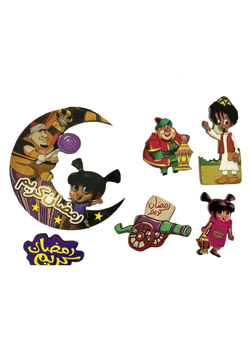 Set of 6 - Ramadan Magnetic Fridge Decorations - Ramadan Magnetic Decor with Famous Ramadan Characters Designs - Reusable Ramadan Mubarak Magnets for Fridge and Doors - Image 3