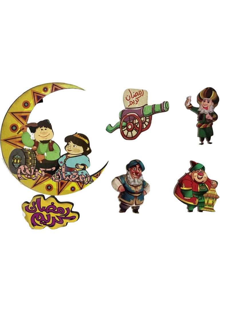 Set of 6 - Ramadan Magnetic Fridge Decorations - Ramadan Magnetic Decor with Famous Ramadan Characters Designs - Reusable Ramadan Mubarak Magnets for Fridge and Doors - Image 1