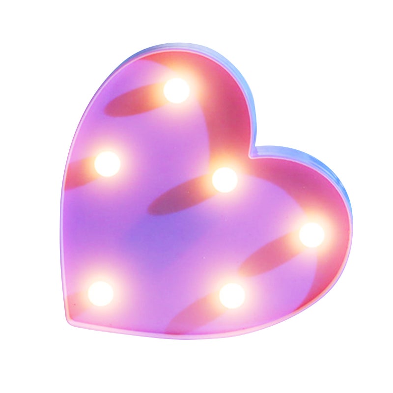 Heart Shape Design LEDs Light Standing Sign with Bulbs Night Lamp Warm White Constant Bright Light Effect 2 * AA Cell Operated IP42 Water Resistance for Birthday Christmas Wedding Home Party Bar - Image 1