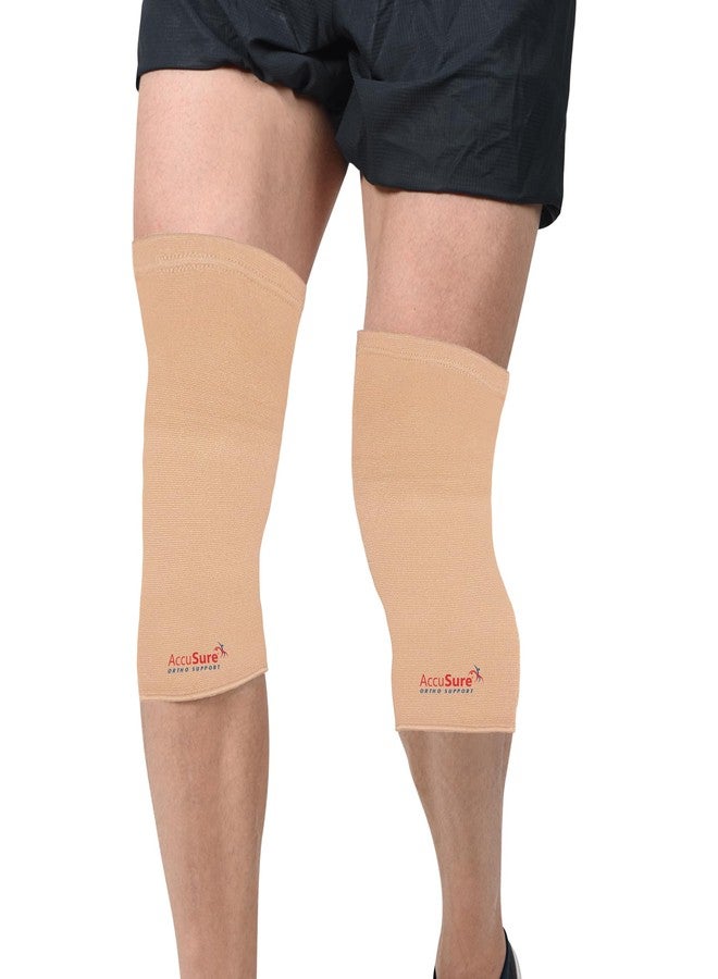 AccuSure أكمام ضغط للركبة من أكوشور | دعامة للركبة | جبيرة للركبة | دعامة للركبة للجري | أربطة تثبيت للرجال والنساء | بيج | مقاس كبير جدًا - Image 1