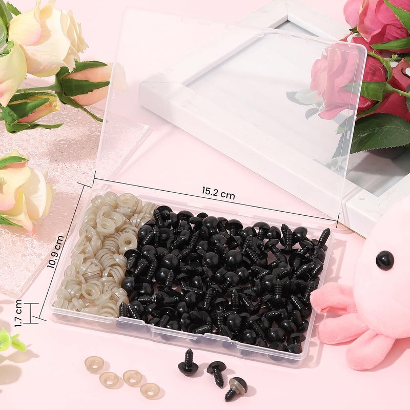 Vanblue Safety Eyes 260PCS 12mm Plastic Black Craft Eyes with Washers Teddy Bear Eyes for Amigurumi Stuffed Animals Crochet Toys Crafts Making Halloween Decorations - Image 3