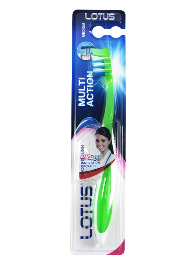 Lotus  Adult Toothbrush, Intense Clean Manual Brush With Soft Bristles, Multicolour - Image 1