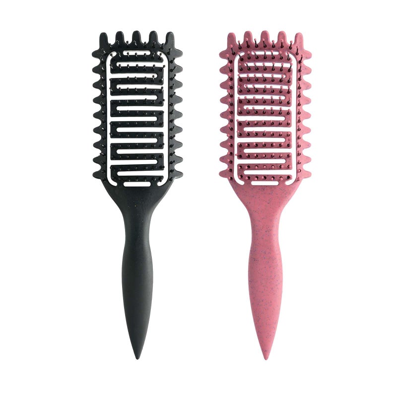 Yingbtr Curl Defining Brush for Curly Hair Vented Detangling Hair Brush for Wet and Dry Styling Curved Brush for Shaping and Smoothing Curl Clumps Lightweight Hair Brush Pink Black - Image 2
