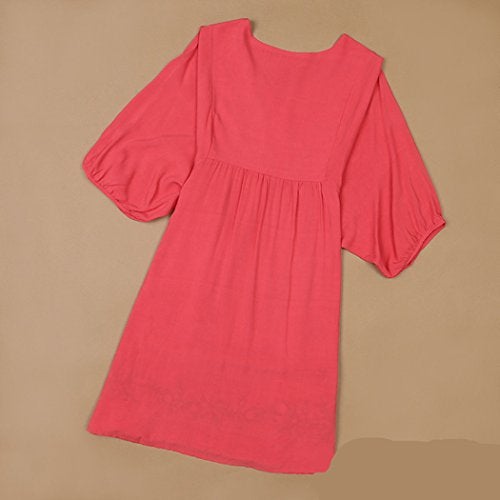 Kafeimali Summer Dress V Neck Mexican Embroidered Peasant Women's Dressy Tops Blouses (Red) - Image 2