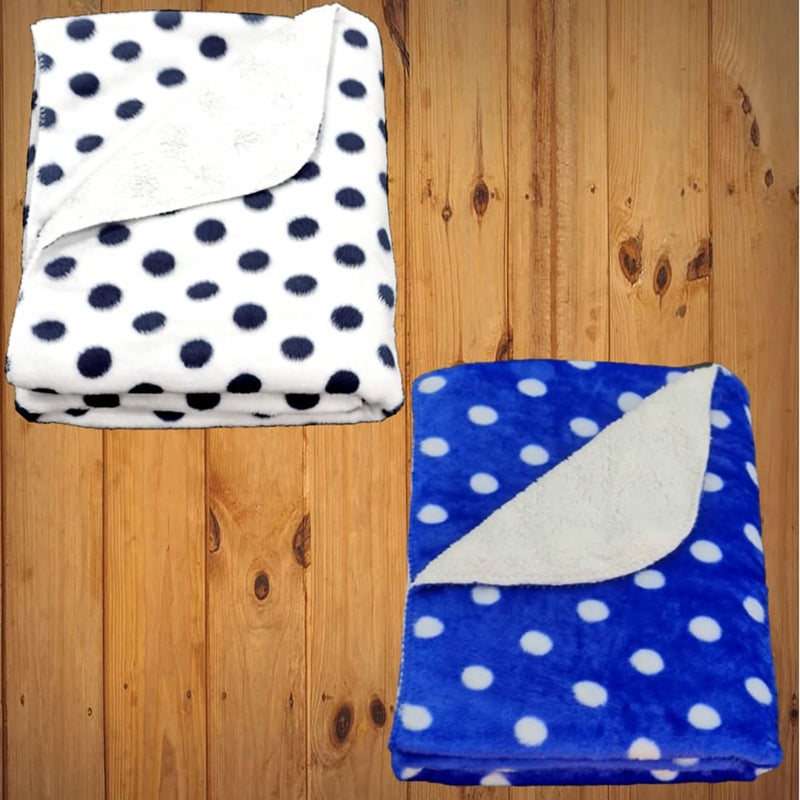 BRANDONN Baby Blankets New Born Combo Pack of Polka Printed Wrapper Towel Cum Baby Sleep Crib Wrapping Sheet (100 cm x 75cm, 0-12 Months) Pack of 2 - Image 1
