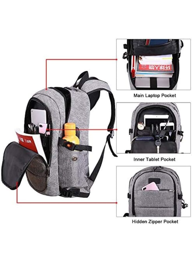 Travel Laptop Backpack Water Resistant Anti Theft Bag With Usb Charging Port And Lock 17.3 Inch Computer Business Backpacks For Women Men College School Student Gift Bookbag Casual Hiking Daypack