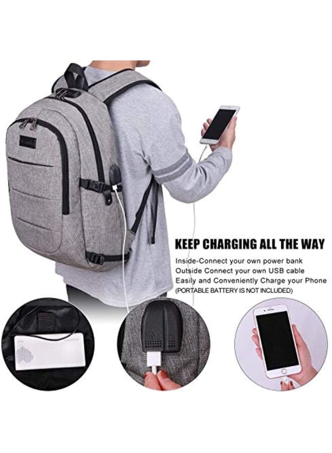 Travel Laptop Backpack Water Resistant Anti Theft Bag With Usb Charging Port And Lock 17.3 Inch Computer Business Backpacks For Women Men College School Student Gift Bookbag Casual Hiking Daypack
