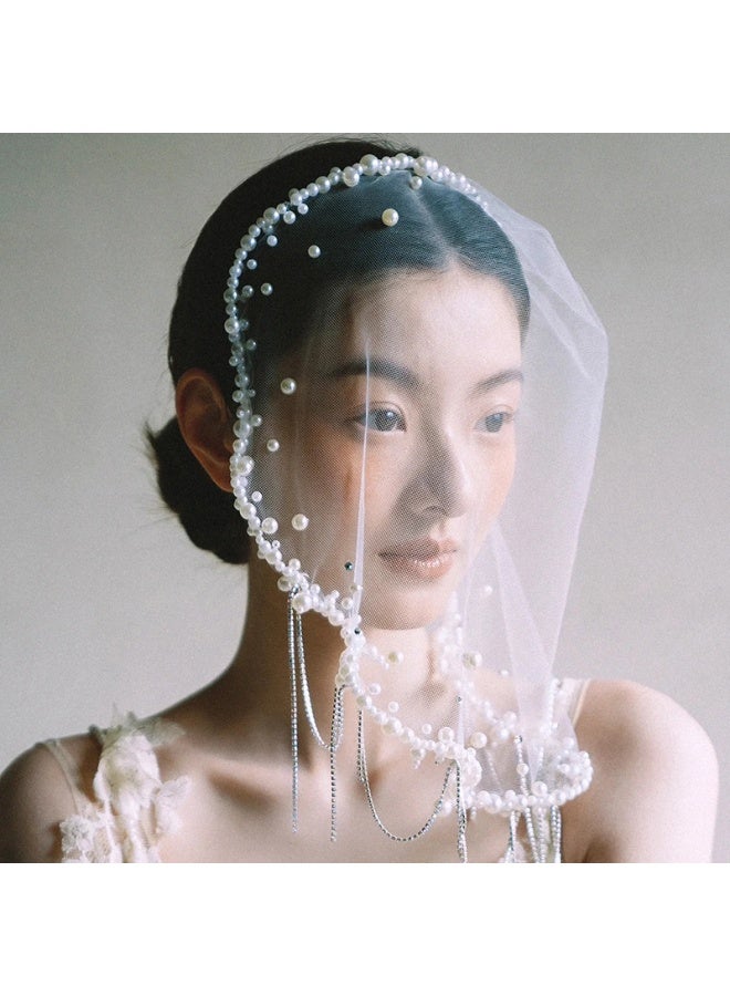 قفص الطيور الحجاب الحجاب الحجاب الأبيض لزفاف النساء - Image 4